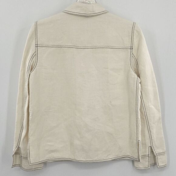Linda Allard Ellen Tracy Jacket Shirt Women Size 8 Linen Quiet Luxury Lagenlook - Picture 2 of 9